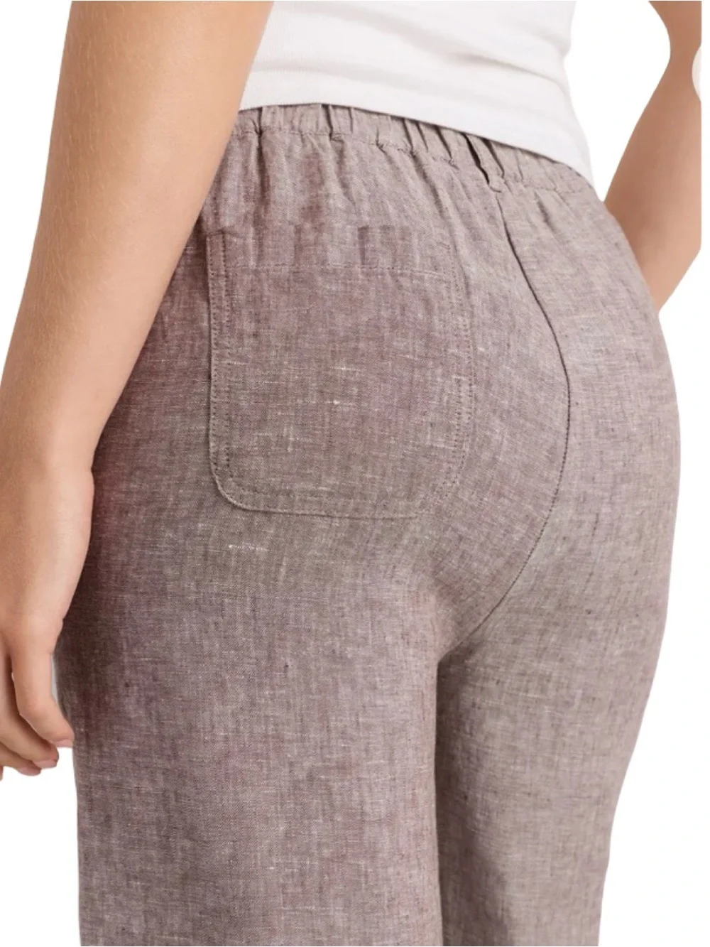 Quince NWT Women’s Size M Taupe Brown Chambray European Linen Straight Leg Pants